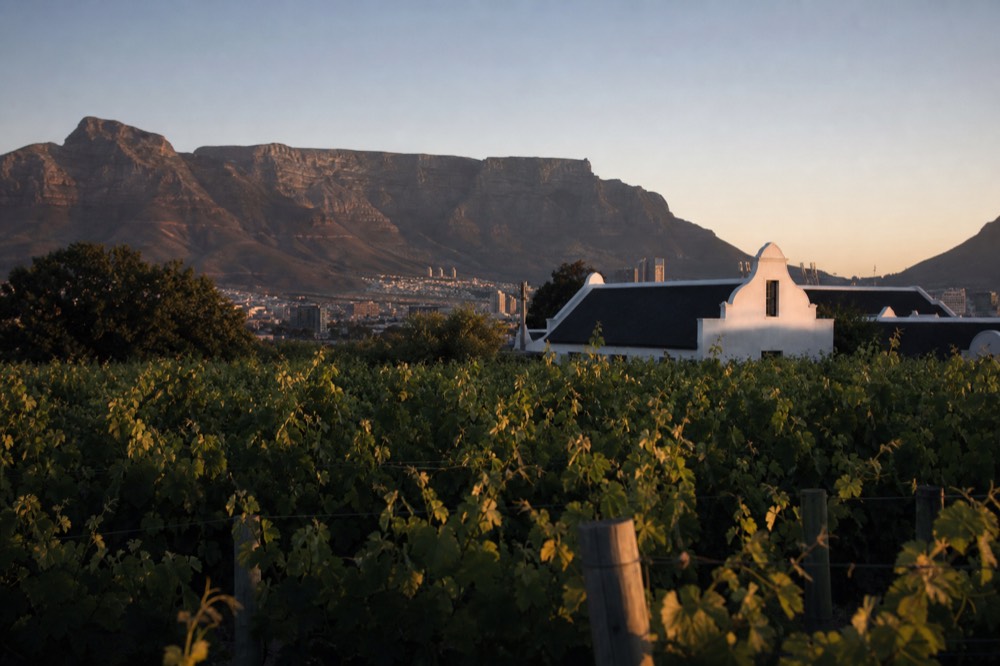 Cape Town city centre with Table Mountain backdrop, no text, no logos, no people